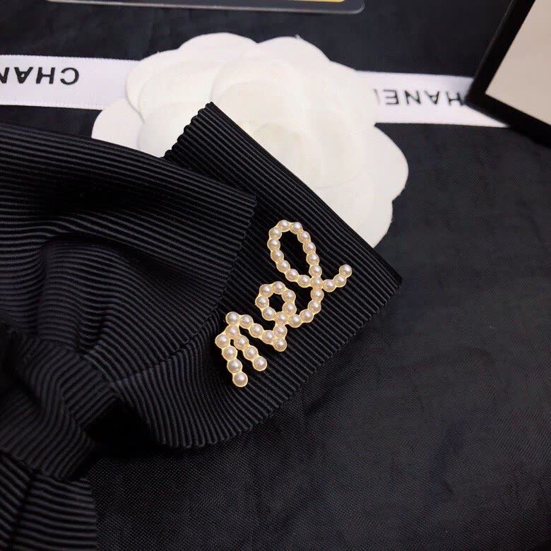 Chanel Paris Black Ribbon Hair Clip